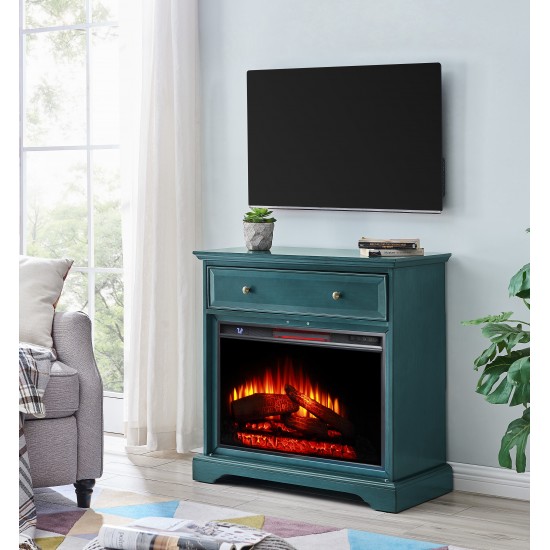 32'' Window Pane TV Stand With Electric Fireplace