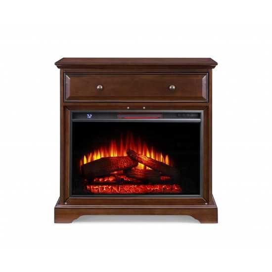 32'' Window Pane TV Stand With Electric Fireplace