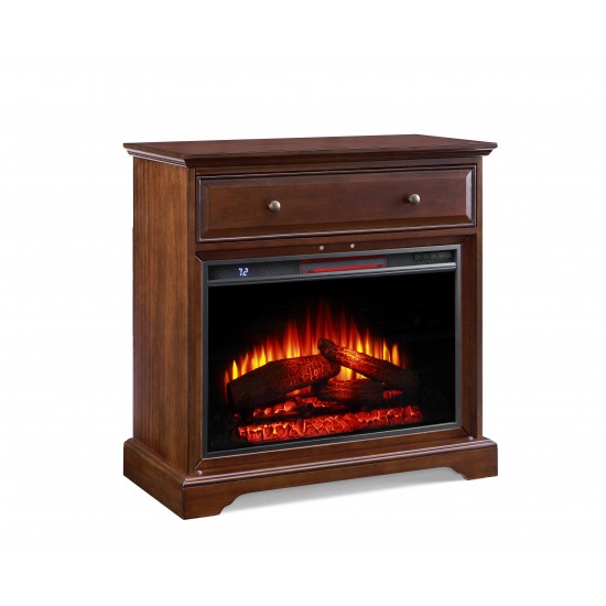 32'' Window Pane TV Stand With Electric Fireplace