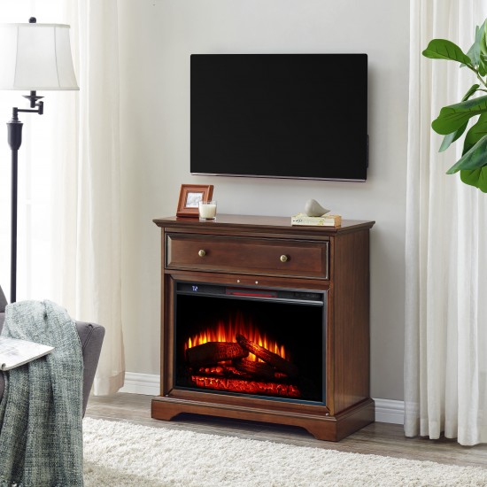 32'' Window Pane TV Stand With Electric Fireplace