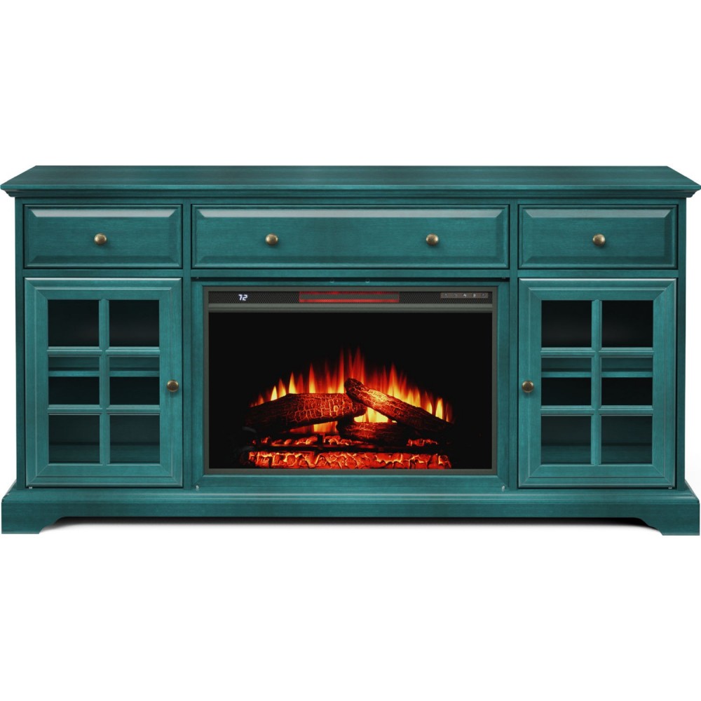 60'' Window Pane TV Stand With Electric Fireplace