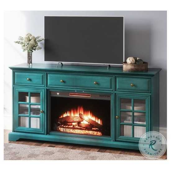 60'' Window Pane TV Stand With Electric Fireplace