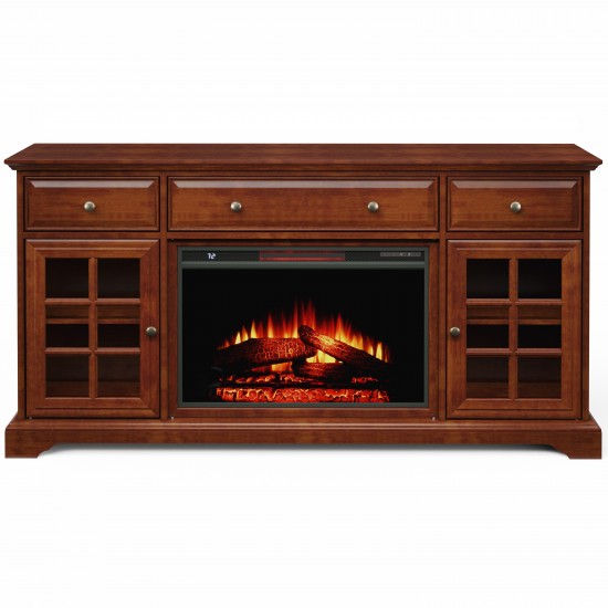 60'' Window Pane TV Stand With Electric Fireplace