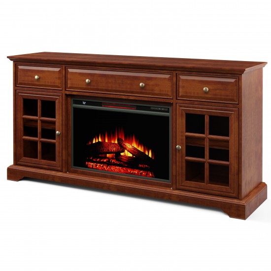 60'' Window Pane TV Stand With Electric Fireplace