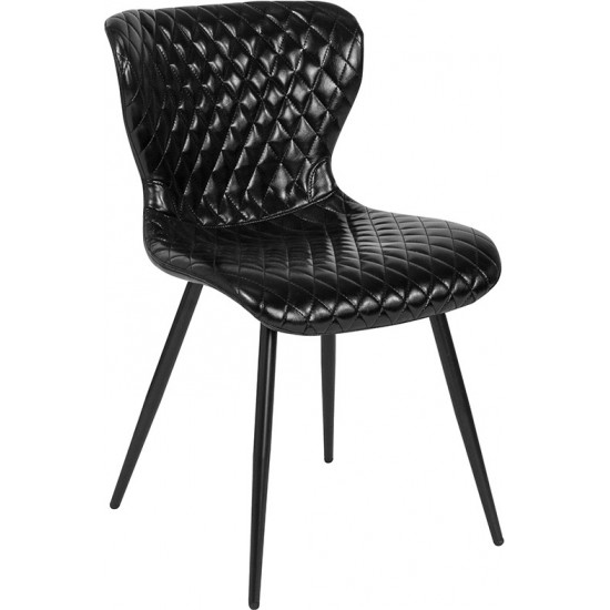 Bristol Contemporary Upholstered Chair in Black Vinyl