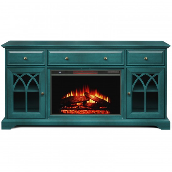 60'' Gothic Arch TV Stand With Electric Fireplace