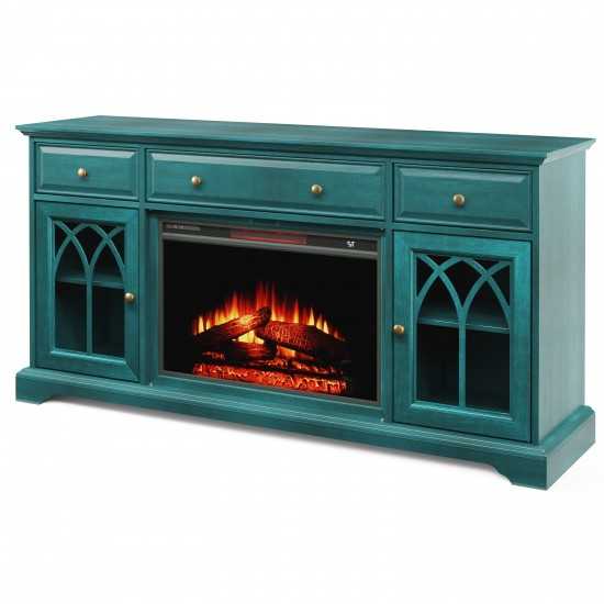 60'' Gothic Arch TV Stand With Electric Fireplace