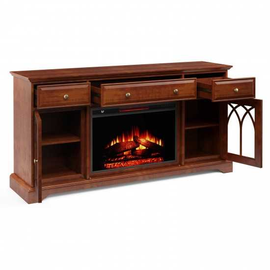 60'' Gothic Arch TV Stand With Electric Fireplace