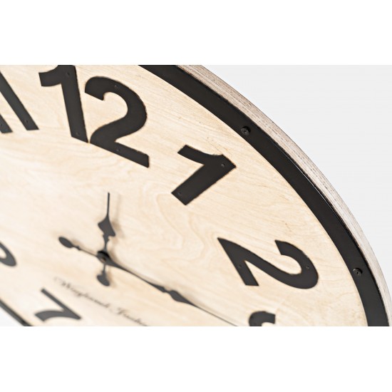 Weathered White Solid Wood 24'' Clock