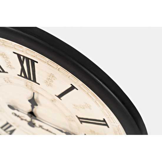 Engraved Solid Wood Antique Cream 24'' Clock