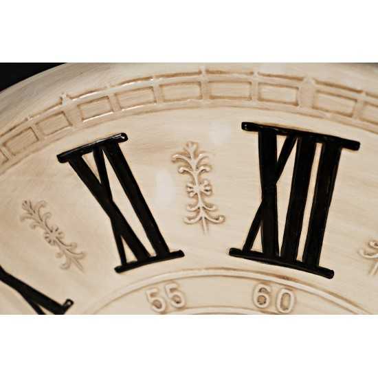 Engraved Solid Wood Antique Cream 24'' Clock