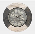 Solid Wood Distressed White and Grey 24'' Clock