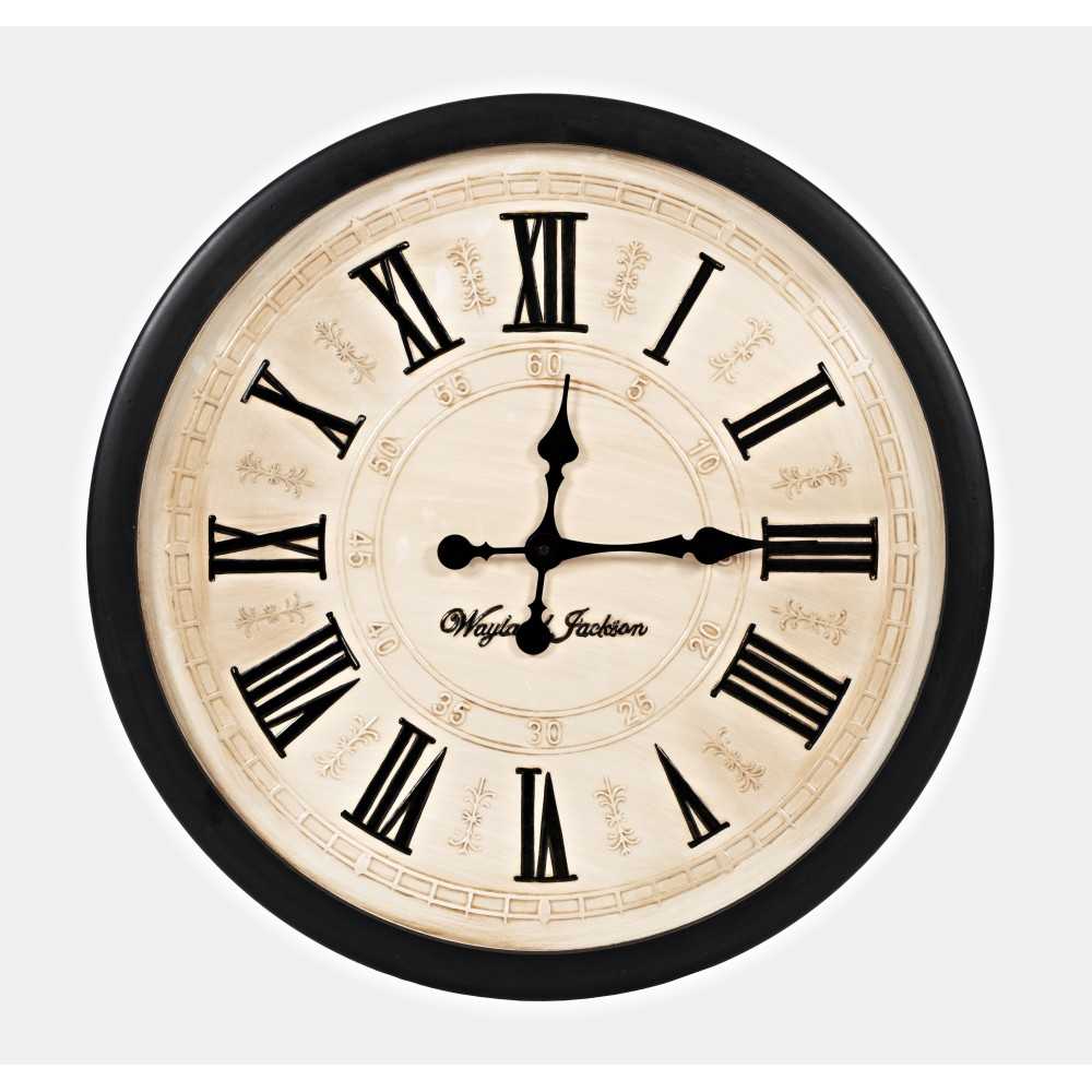 Engraved Solid Wood Antique Cream 30'' Clock