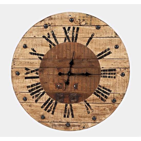 Solid Teak With Oak Finish 30'' Clock