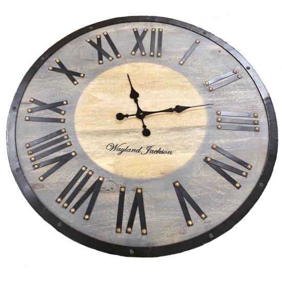 Wood Grey Distressed 30'' Clock