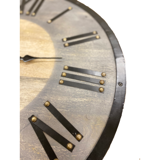 Wood Grey Distressed 30'' Clock