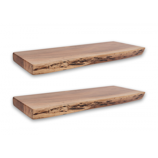 Nature's Edge Solid Acacia 18'' Floating Wall Shelf - 1.25'' Height (Set of 2)