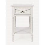 Farmhouse White USB Charging End Table