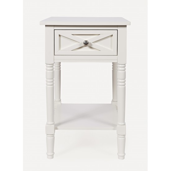 Farmhouse White USB Charging End Table