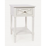 Farmhouse White USB Charging End Table