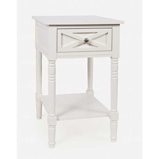 Farmhouse White USB Charging End Table