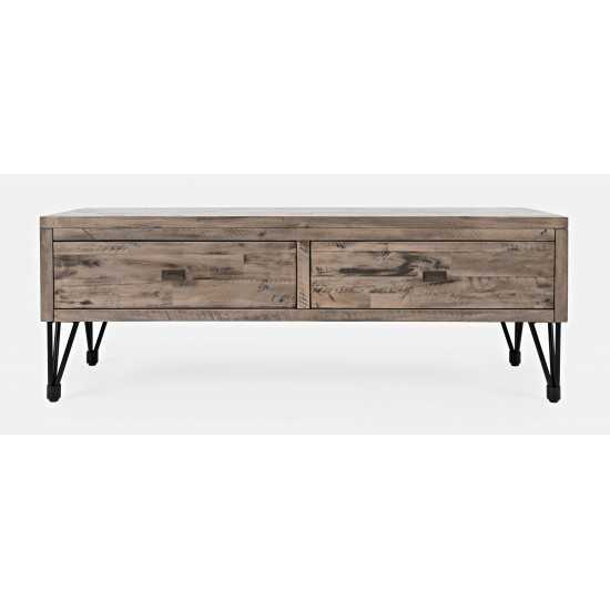 Distressed Acacia Slim Profile Media Stand