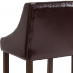 Carmel Series 24" High Transitional Tufted Walnut Counter Height Stool with Accent Nail Trim in Brown LeatherSoft