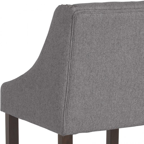 Carmel Series 24" High Transitional Tufted Walnut Counter Height Stool with Accent Nail Trim in Dark Gray Fabric