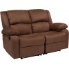 Harmony Series Chocolate Brown Microfiber Loveseat with Two Built-In Recliners