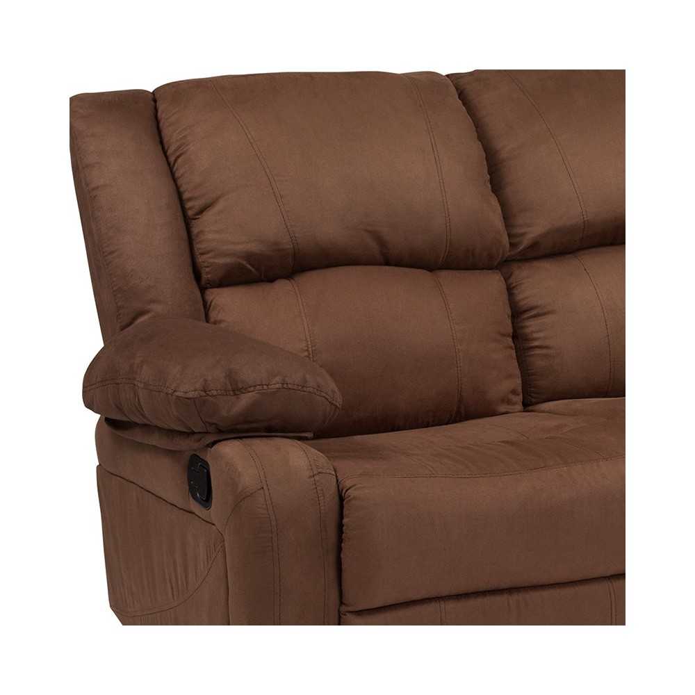 Harmony Series Chocolate Brown Microfiber Loveseat with Two BuiltIn