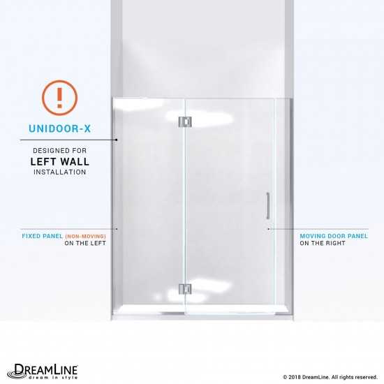 Unidoor-X 59 1/2-60 in. W x 72 in. H Frameless Hinged Shower Door in Brushed Nickel