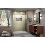 Unidoor-X 53 1/2-54 in. W x 72 in. H Frameless Hinged Shower Door in Brushed Nickel