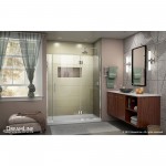 Unidoor-X 56 1/2-57 in. W x 72 in. H Frameless Hinged Shower Door in Chrome