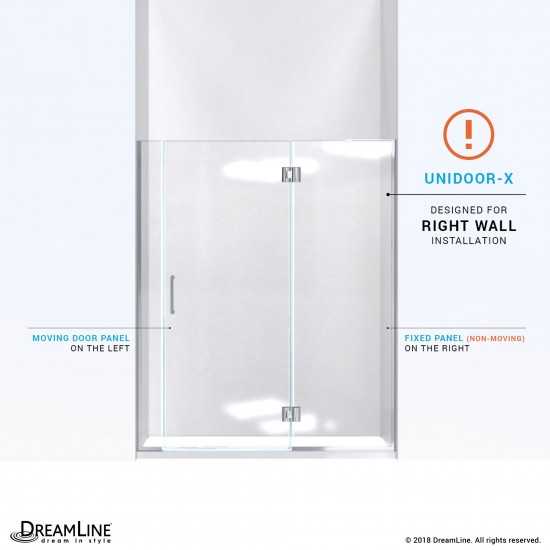Unidoor-X 59 1/2-60 in. W x 72 in. H Frameless Hinged Shower Door in Chrome