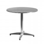31.5'' Round Aluminum Indoor-Outdoor Table Set with 4 Black Rattan Chairs
