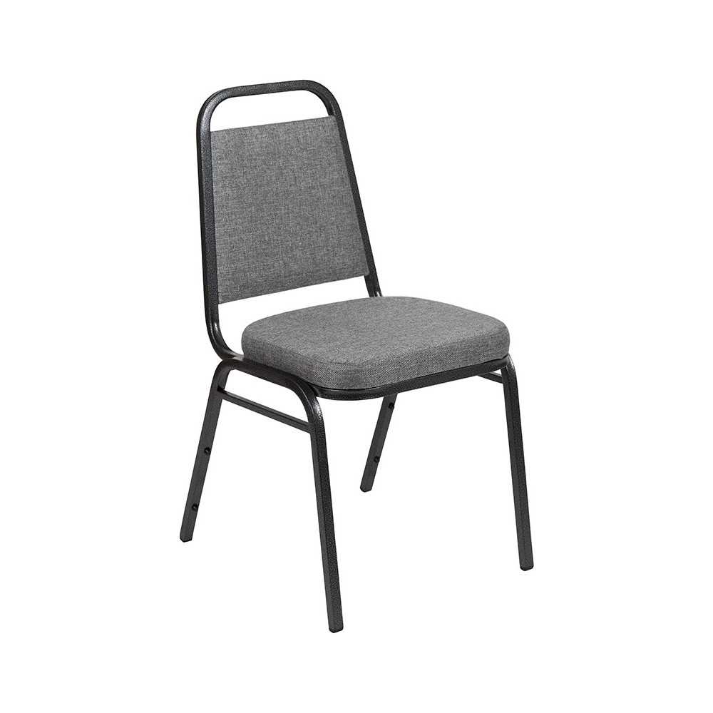 Trapezoidal Back Stacking Banquet Chair with 2.5" Thick Seat in Gray Fabric - Silver Vein Frame