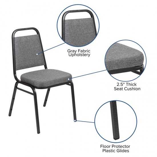 Trapezoidal Back Stacking Banquet Chair with 2.5" Thick Seat in Gray Fabric - Silver Vein Frame