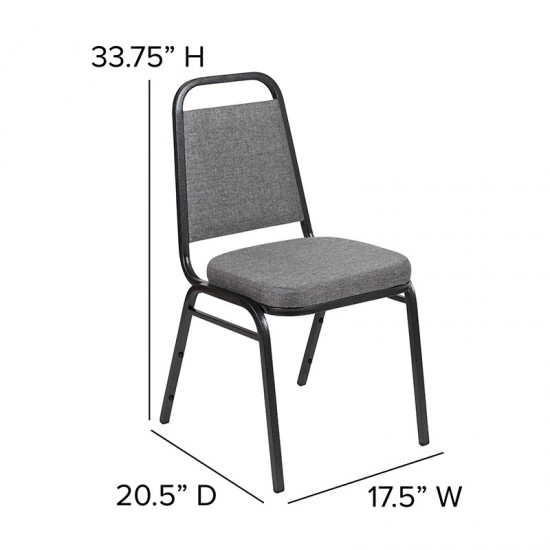 Trapezoidal Back Stacking Banquet Chair with 2.5" Thick Seat in Gray Fabric - Silver Vein Frame