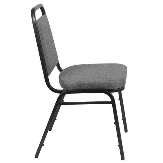 Trapezoidal Back Stacking Banquet Chair with 2.5" Thick Seat in Gray Fabric - Silver Vein Frame