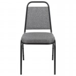 Trapezoidal Back Stacking Banquet Chair with 2.5" Thick Seat in Gray Fabric - Silver Vein Frame