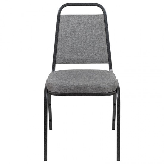 Trapezoidal Back Stacking Banquet Chair with 2.5" Thick Seat in Gray Fabric - Silver Vein Frame