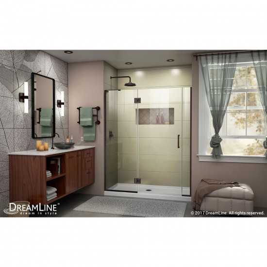 Unidoor-X 59-59 1/2 in. W x 72 in. H Frameless Hinged Shower Door in Oil Rubbed Bronze