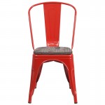 Red Metal Stackable Chair with Wood Seat