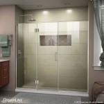 Unidoor-X 64 1/2-65 in. W x 72 in. H Frameless Hinged Shower Door in Brushed Nickel