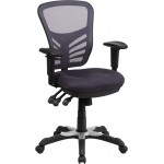 Mid-Back Dark Gray Mesh Multifunction Executive Swivel Ergonomic Office Chair with Adjustable Arms