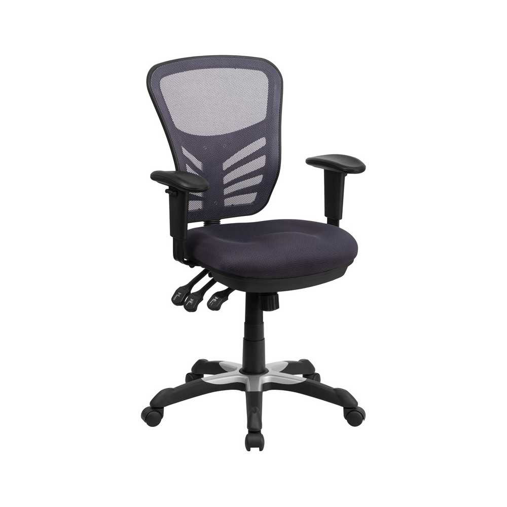 Mid-Back Dark Gray Mesh Multifunction Executive Swivel Ergonomic Office Chair with Adjustable Arms