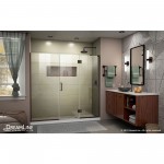 Unidoor-X 65 1/2-66 in. W x 72 in. H Frameless Hinged Shower Door in Oil Rubbed Bronze