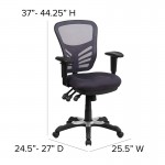 Mid-Back Dark Gray Mesh Multifunction Executive Swivel Ergonomic Office Chair with Adjustable Arms