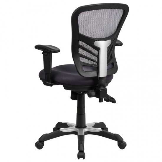 Mid-Back Dark Gray Mesh Multifunction Executive Swivel Ergonomic Office Chair with Adjustable Arms