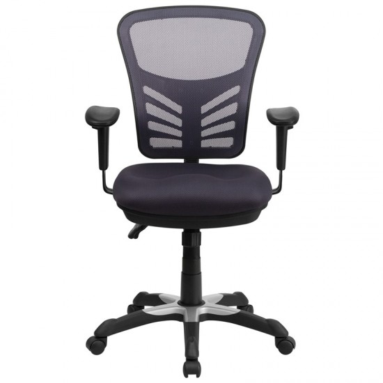 Mid-Back Dark Gray Mesh Multifunction Executive Swivel Ergonomic Office Chair with Adjustable Arms